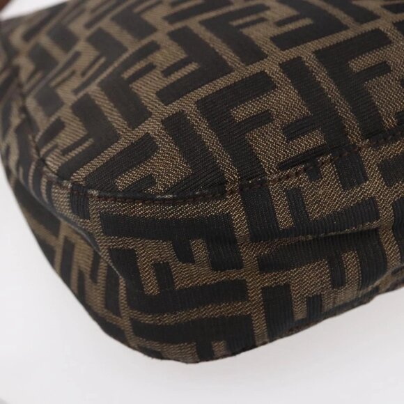 FENDI Zucca Canvas Mamma Baguette Shoulder Bag Black Brown Silver Auth SW1723 - Picture 4 of 16